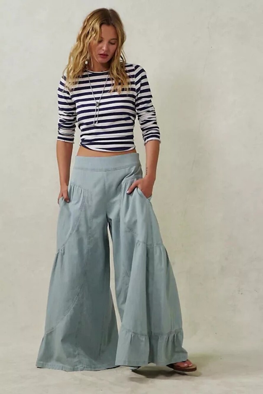 We The Free Dawn On Me Wide Leg Pants in Blue, Medium, New
